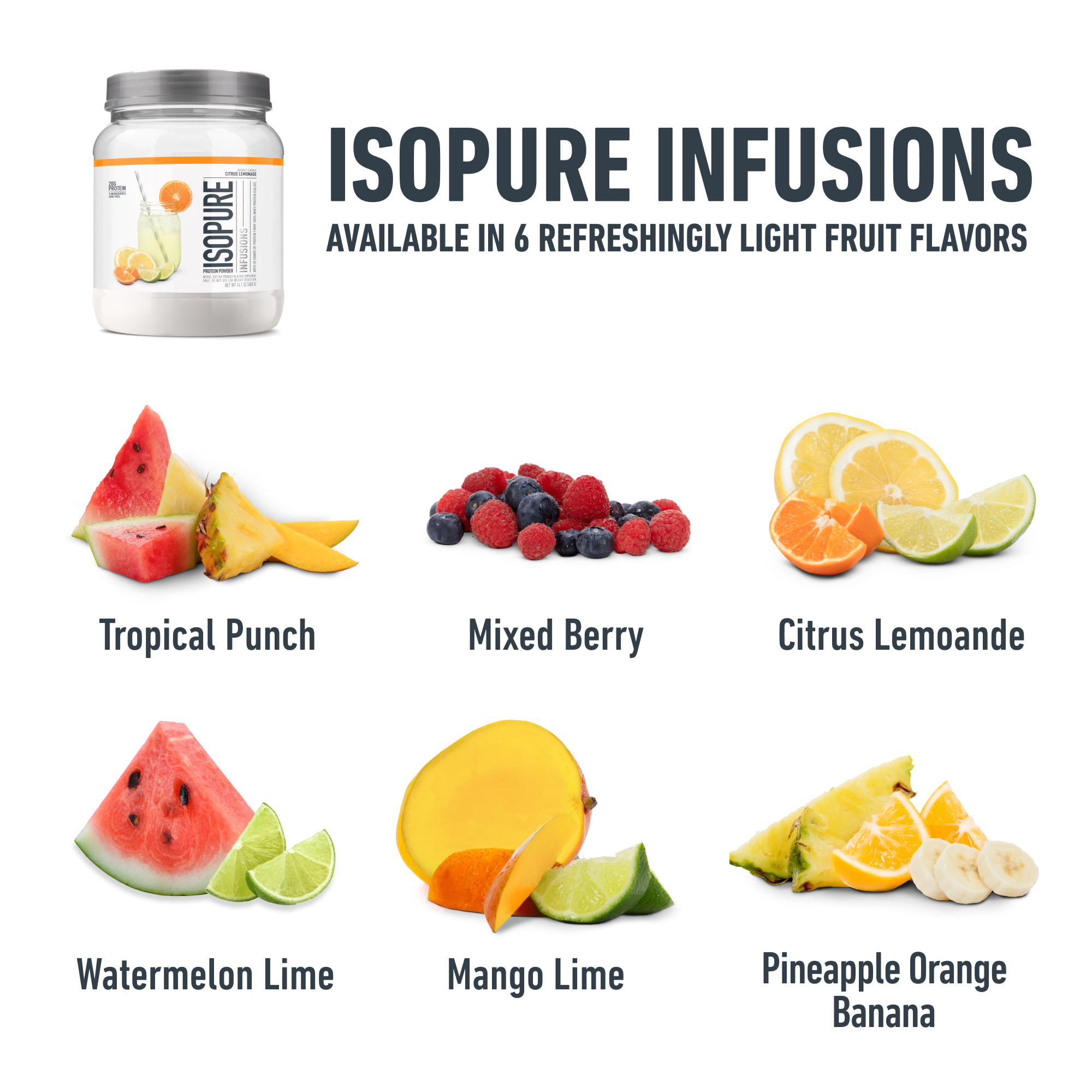 ISOPURE INFUSIONS LIGHT FRUIT FLAVORED PROTEIN POWDER